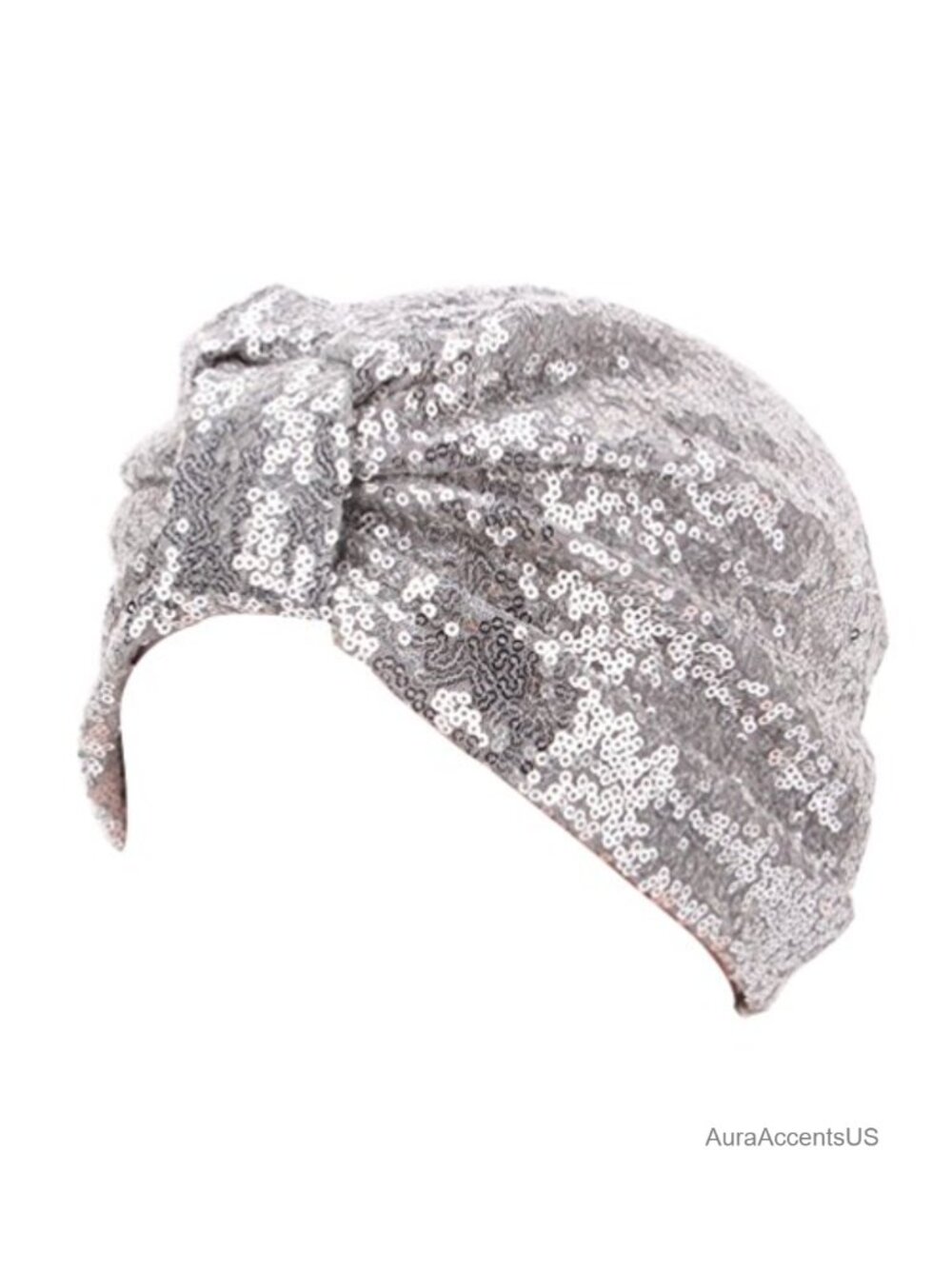 Sparkly Sequin Twist Pleated Hair Wrap Stretch Turban One Size